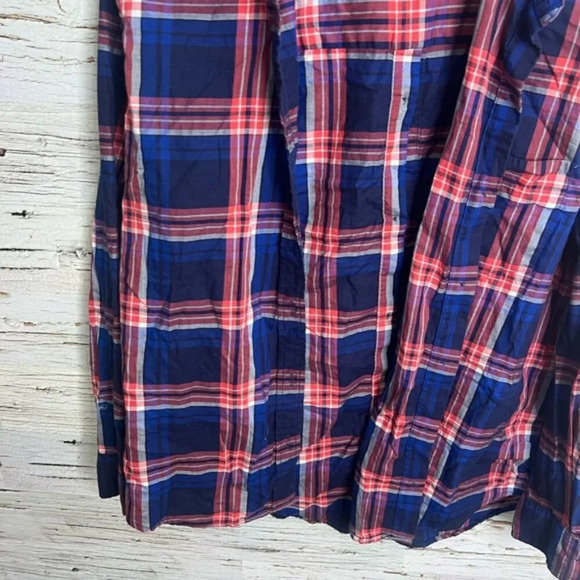 Levi’s plaid button down shirt pink blue boyfriend fit size  large - Picture 3 of 8